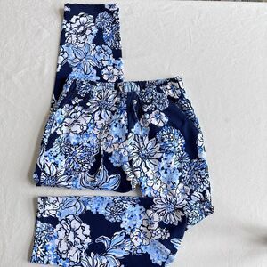 Lilly Pulitzer 28" Emora Knit Pant Size XS Low Tide Navy Bouquet All Day